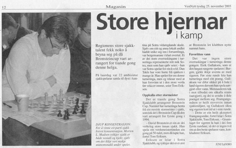 Vestnytt om Bronstein Cup 2003